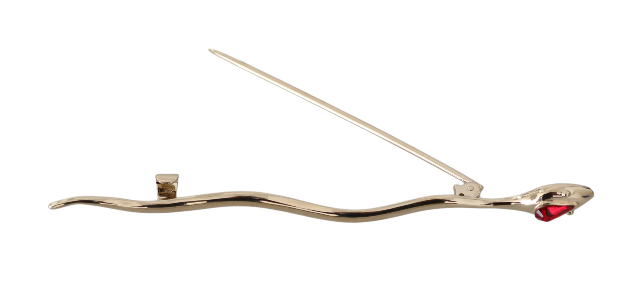 Dolce & Gabbana Silver Brass Crystal Snake Brooch Pin