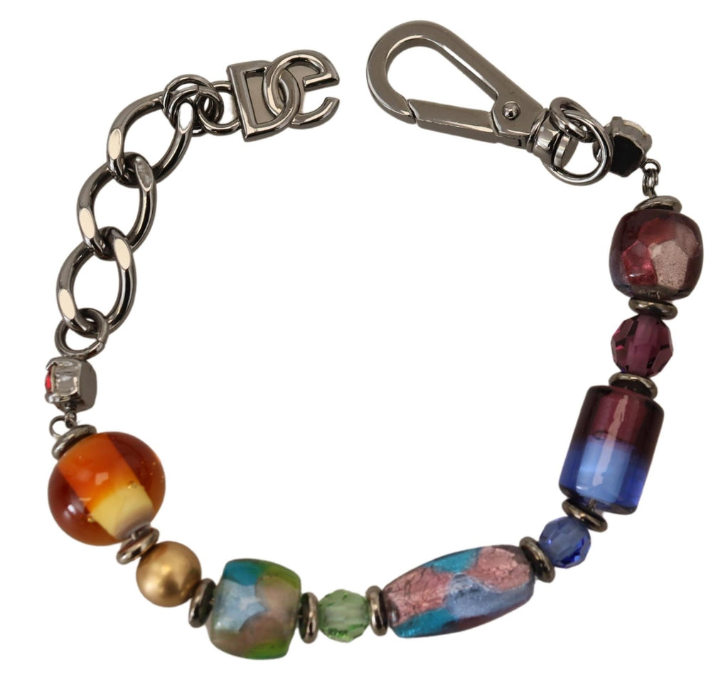 Dolce & Gabbana Multicolor Silver Chain Brass Beads Lobster Clasp Bracelet