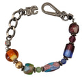 Dolce & Gabbana Multicolor Silver Chain Brass Beads Lobster Clasp Bracelet