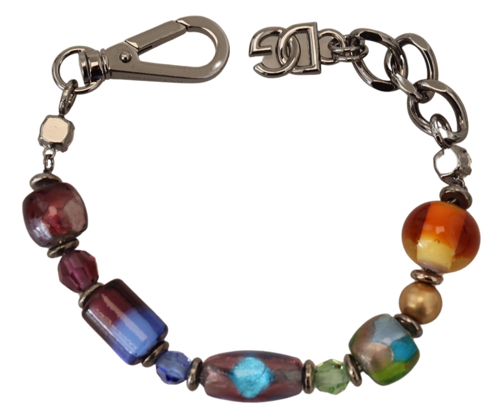 Dolce & Gabbana Multicolor Silver Chain Brass Beads Lobster Clasp Bracelet