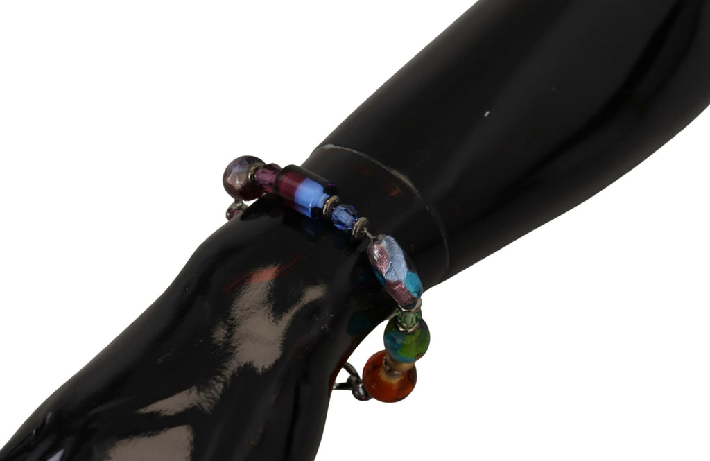 Dolce & Gabbana Multicolor Silver Chain Brass Beads Lobster Clasp Bracelet