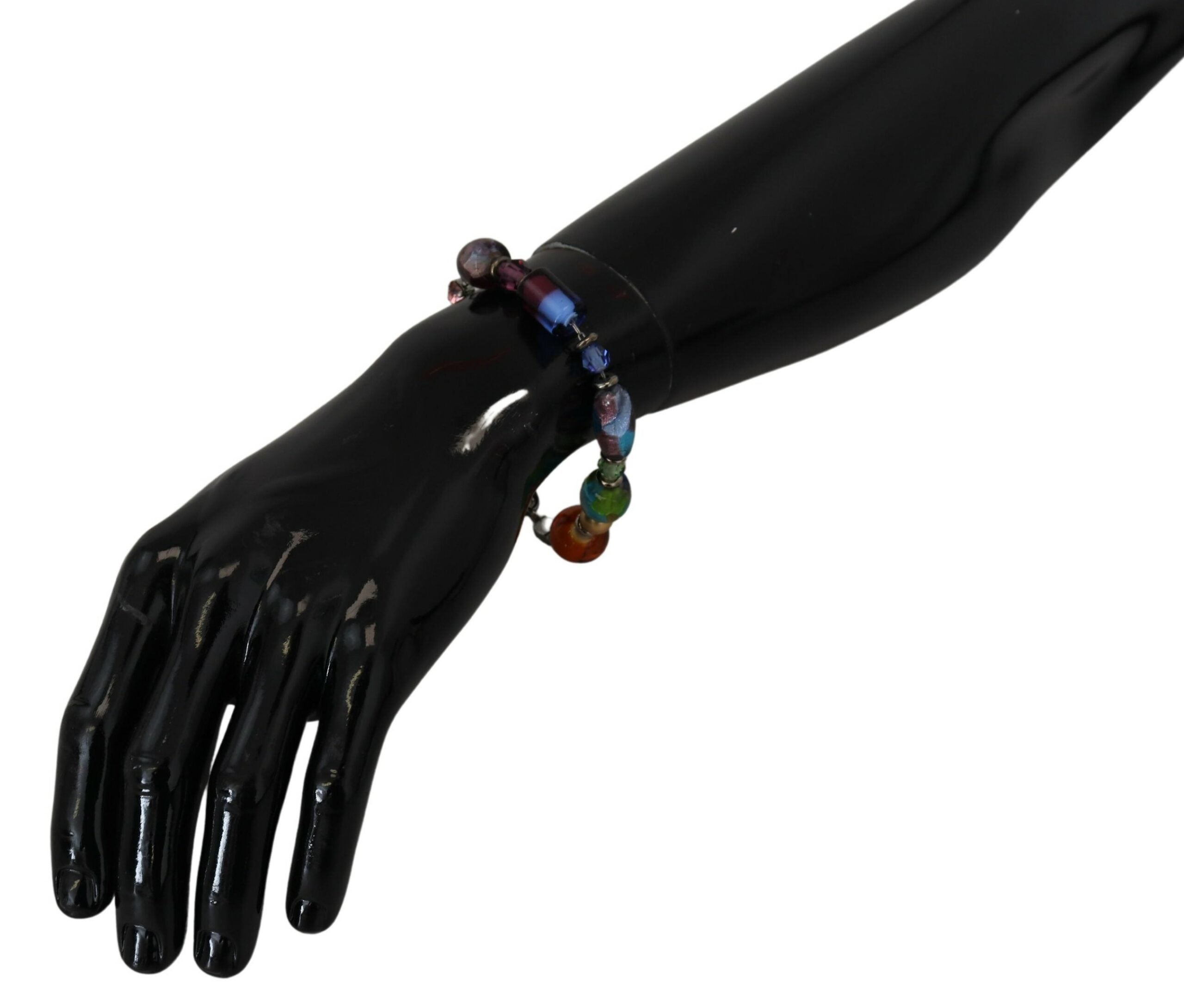 Dolce & Gabbana Multicolor Silver Chain Brass Beads Lobster Clasp Bracelet