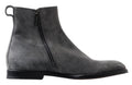 Dolce & Gabbana Graue Leder Herrenstiefel Schuhe