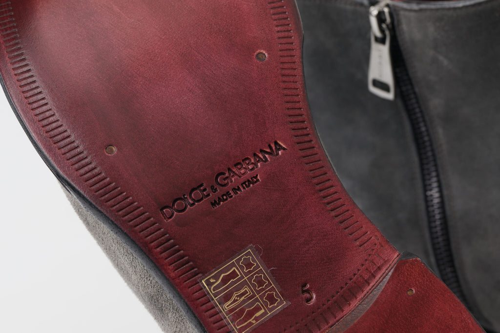 Dolce & Gabbana Graue Leder Herrenstiefel Schuhe