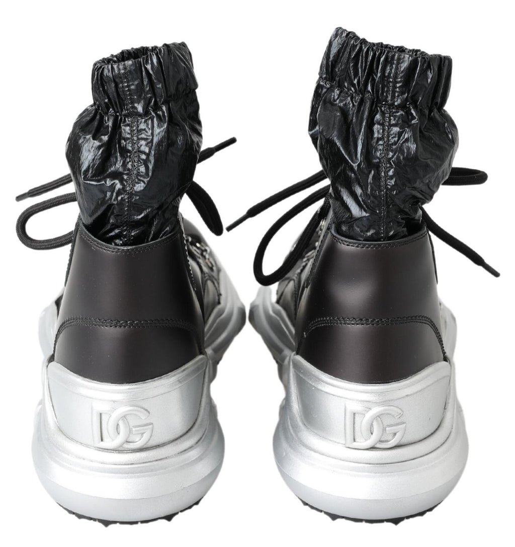 Dolce & Gabbana Schwarz Nylon Galileo High Top Turnschuhe Schuhe