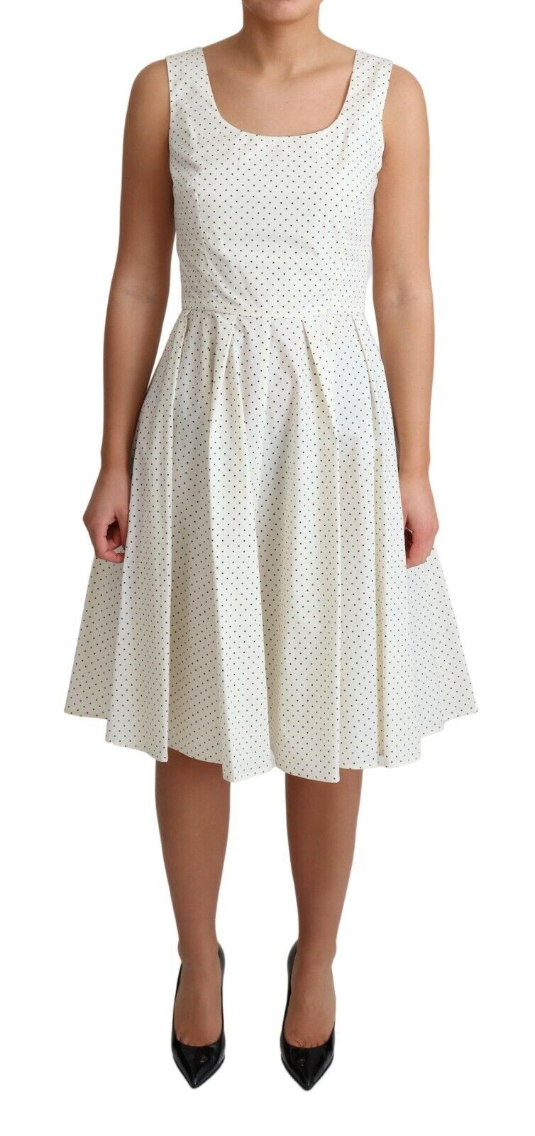 Dolce & Gabbana White Polka Dot Cotton A-Line Dress