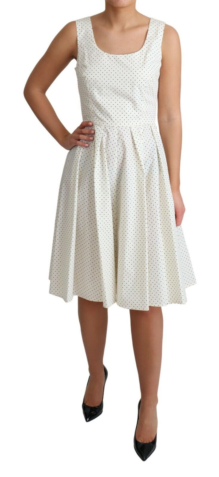Dolce & Gabbana White Polka Dot Cotton A-Line Dress