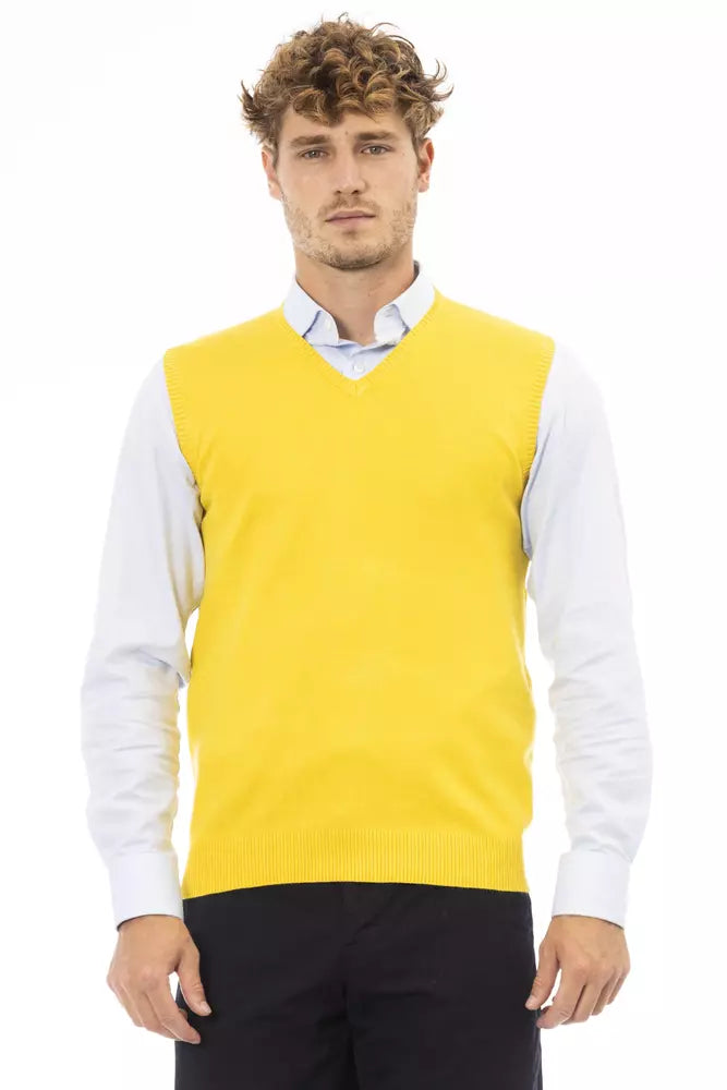 Alpha Studio Men's Yellow Viscose Jacket