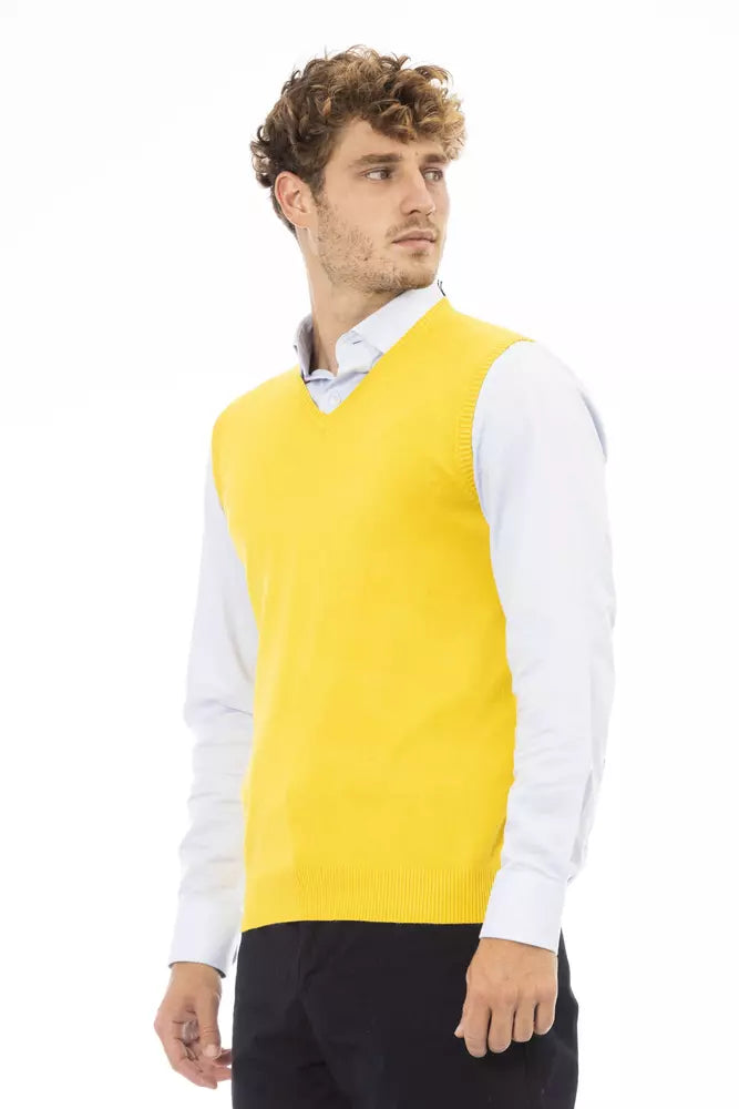 Alpha Studio Men's Yellow Viscose Jacket