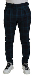 Dolce & Gabbana Blue-Purple Plaid Wool Trousers