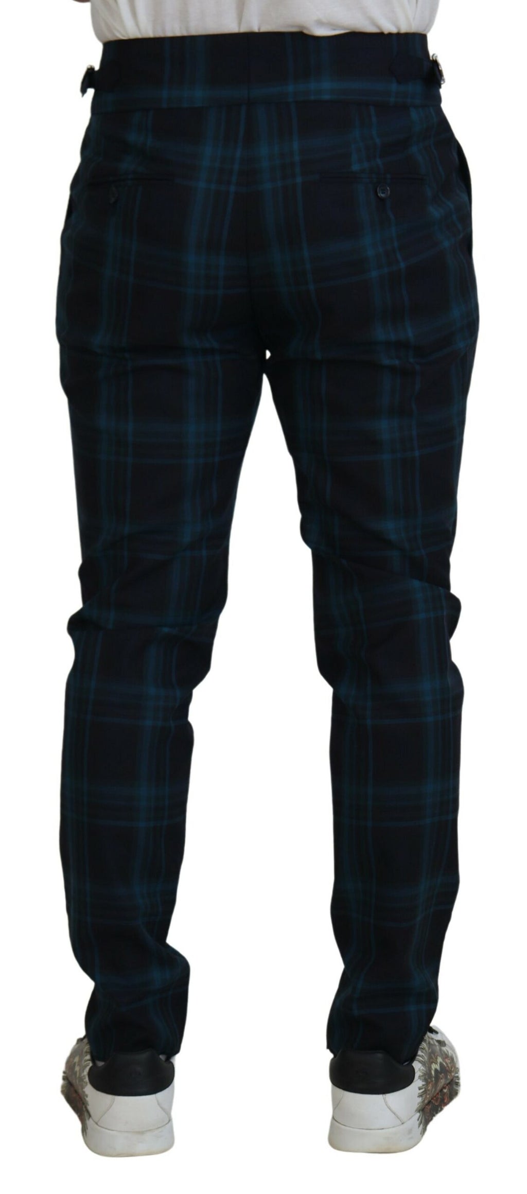 Dolce & Gabbana Blue-Purple Plaid Wool Trousers