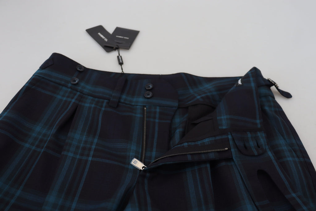 Dolce & Gabbana Blue-Purple Plaid Wool Trousers