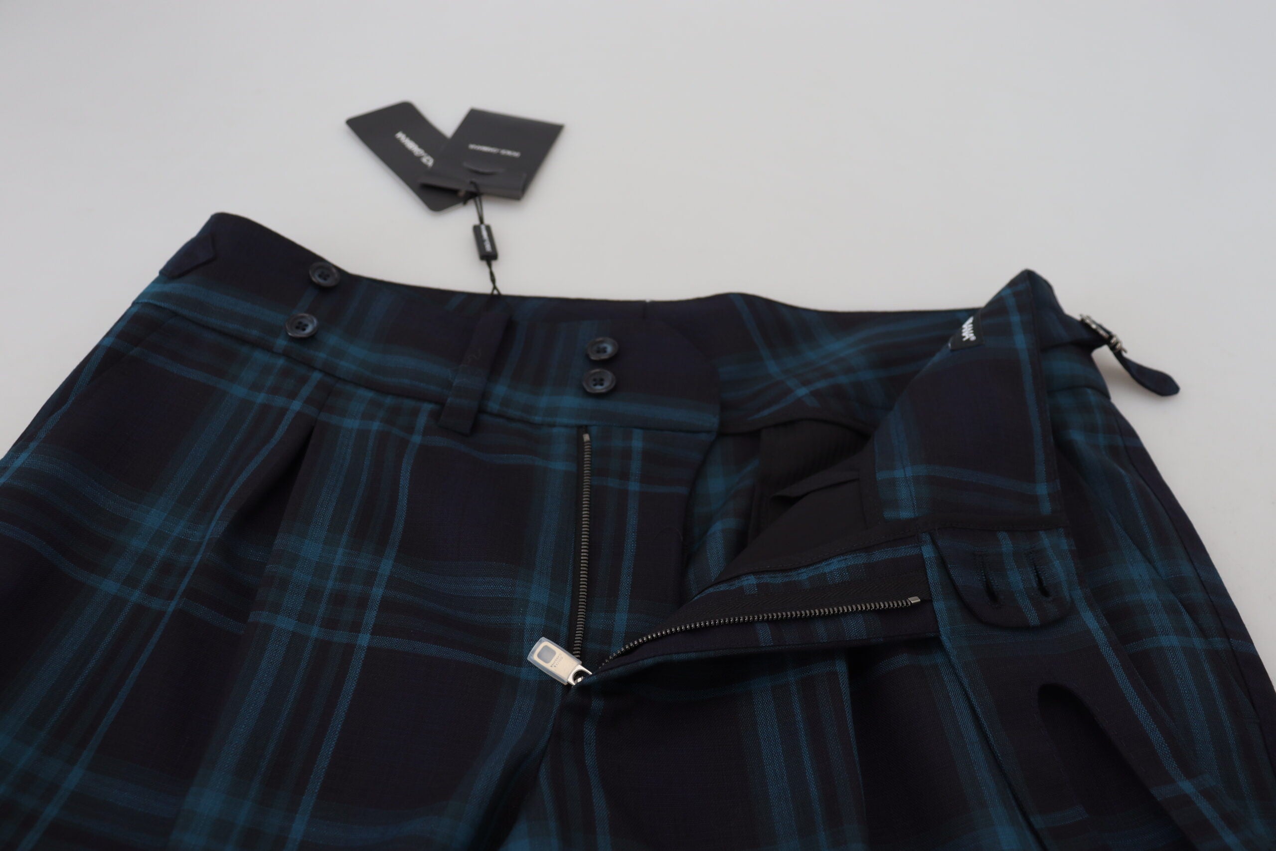 Dolce & Gabbana Blue-Purple Plaid Wool Trousers