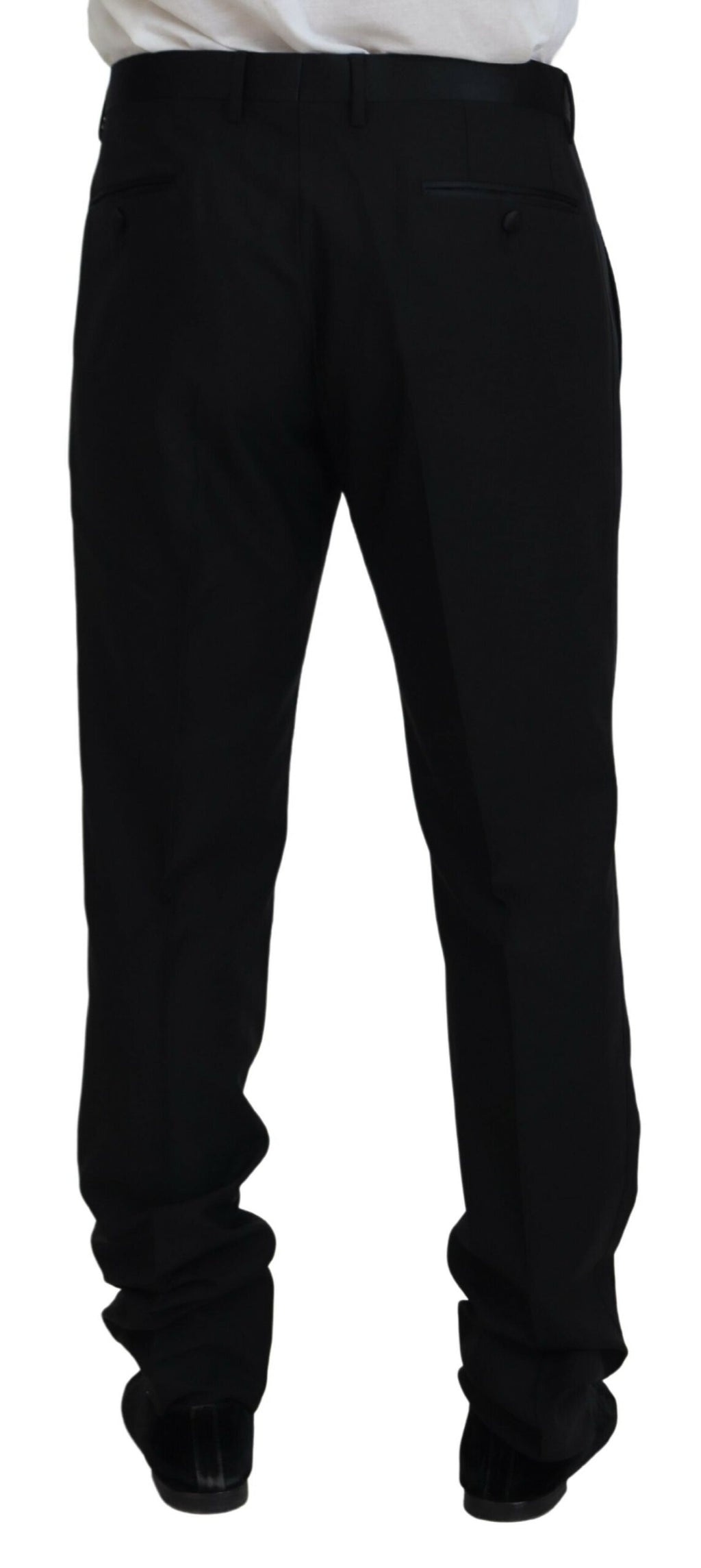 Dolce & Gabbana Schwarzes Kleid Wolle Seide Hose Hose