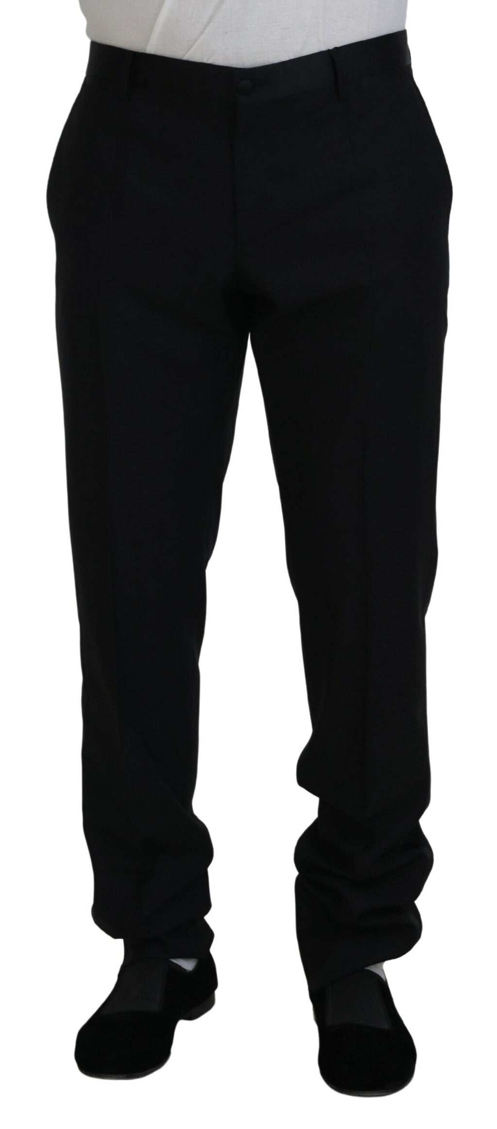 Dolce & Gabbana Schwarzes Kleid Wolle Seide Hose Hose