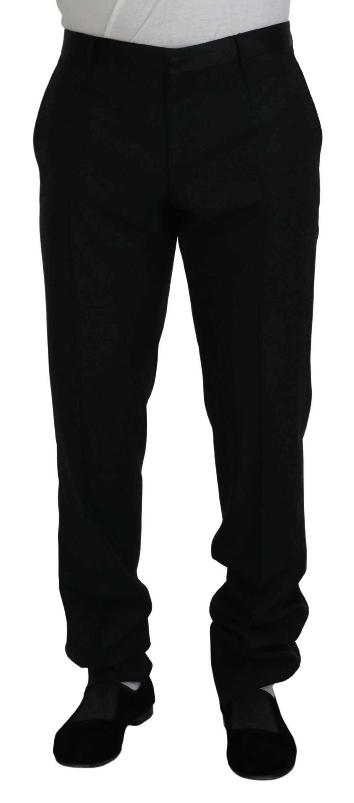 Dolce & Gabbana Schwarzes Kleid Wolle Seide Hose Hose