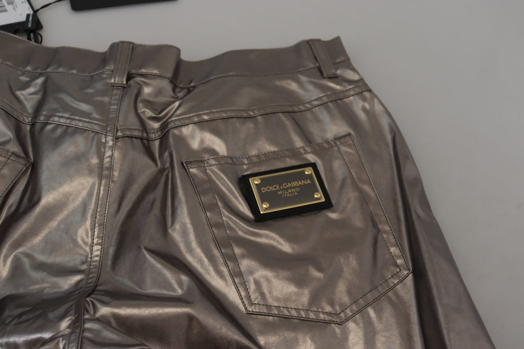 Dolce & Gabbana Silberne Metallic-Nylon-Stretch-Hose