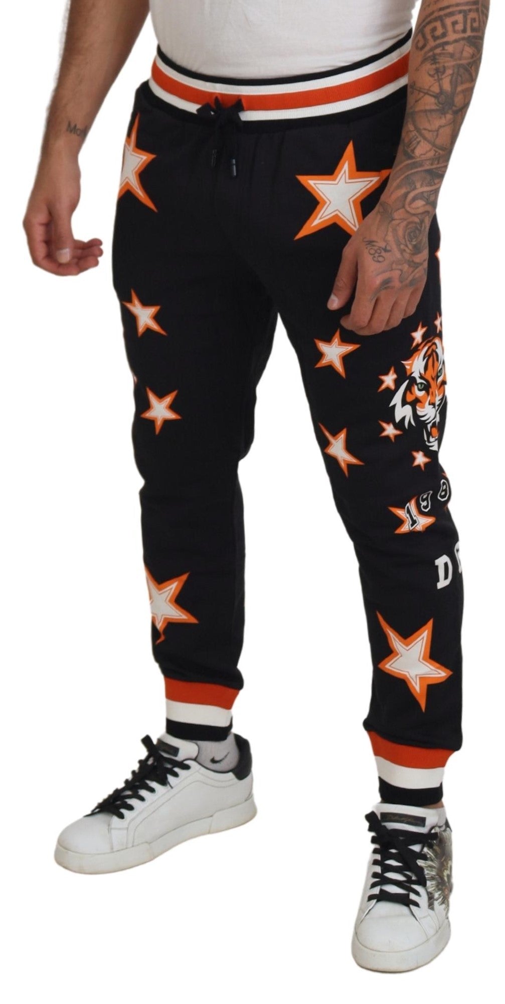 Dolce & Gabbana Schwarz Orange Star Hose Sporthose