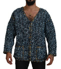 Dolce & Gabbana Blaue Knopf-Strickjacke Fatto A Mano Pullover