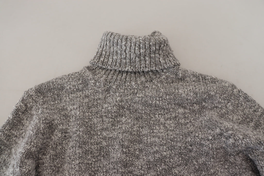 Dolce & Gabbana Grauer Wollstrick-Rollkragenpullover