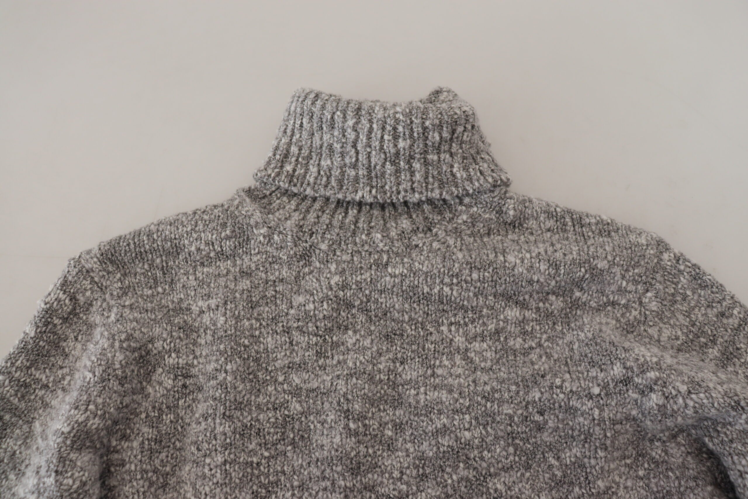 Dolce & Gabbana Grauer Wollstrick-Rollkragenpullover