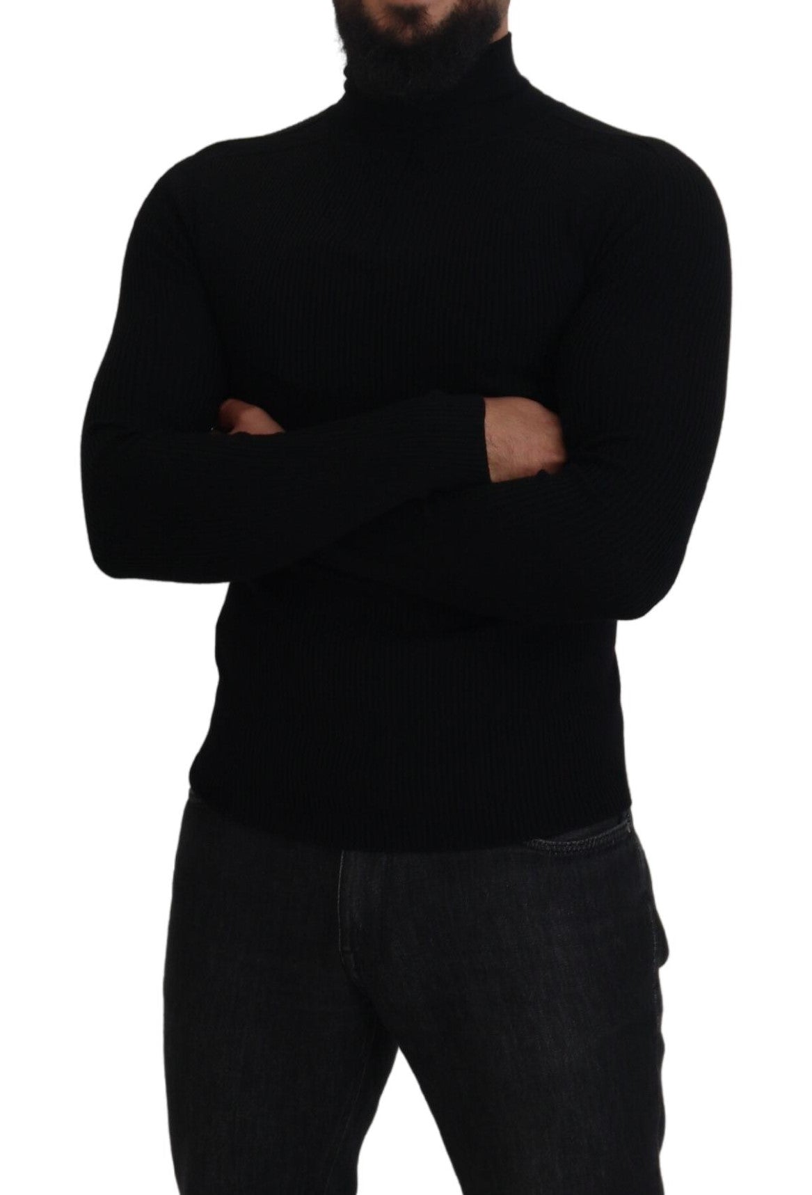 Dolce & Gabbana Schwarzer Rollkragenpullover mit halbem Reißverschluss