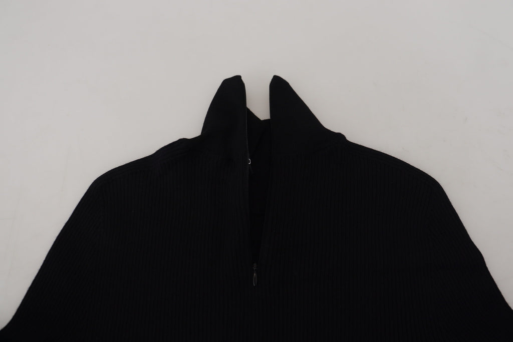 Dolce & Gabbana Schwarzer Rollkragenpullover mit halbem Reißverschluss