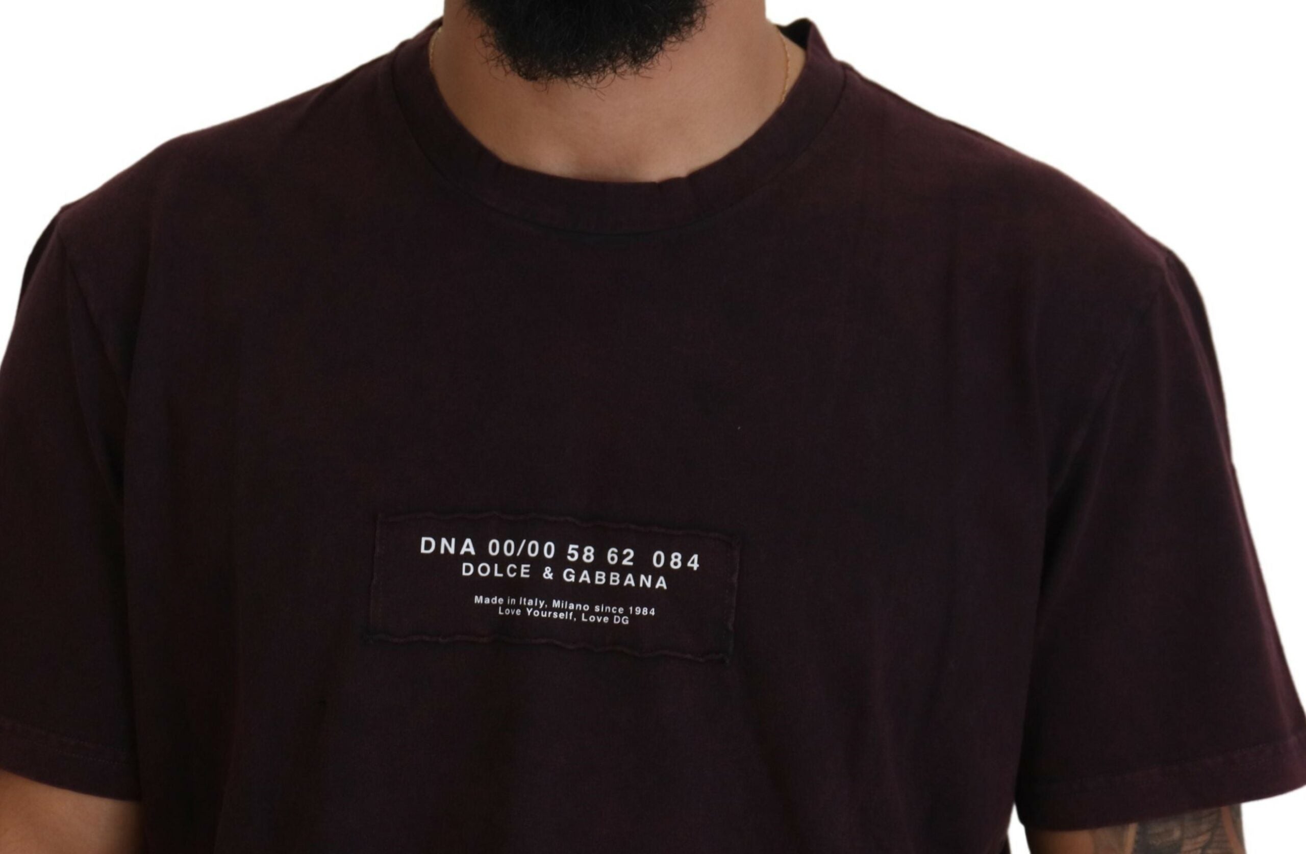 Dolce & Gabbana Bordeaux Kurzarm-T-Shirt mit Rundhalsausschnitt