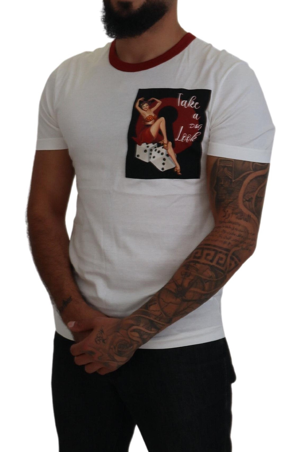 Dolce & Gabbana White Cotton Crew-Neck T-Shirt with Logo Print
