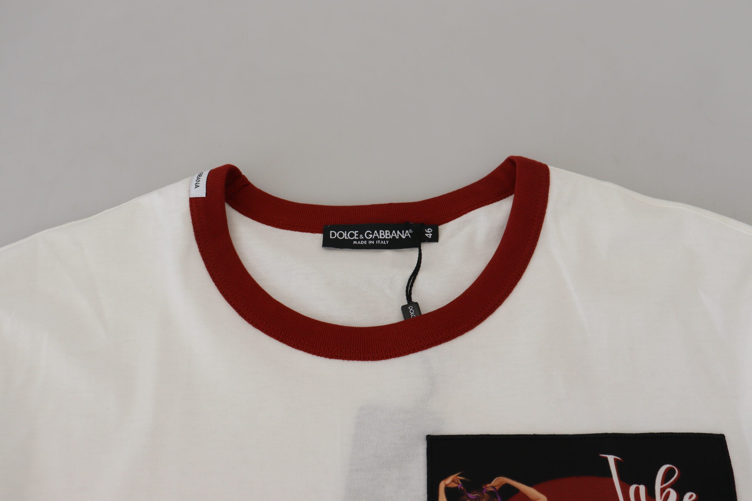 Dolce & Gabbana White Cotton Crew-Neck T-Shirt with Logo Print