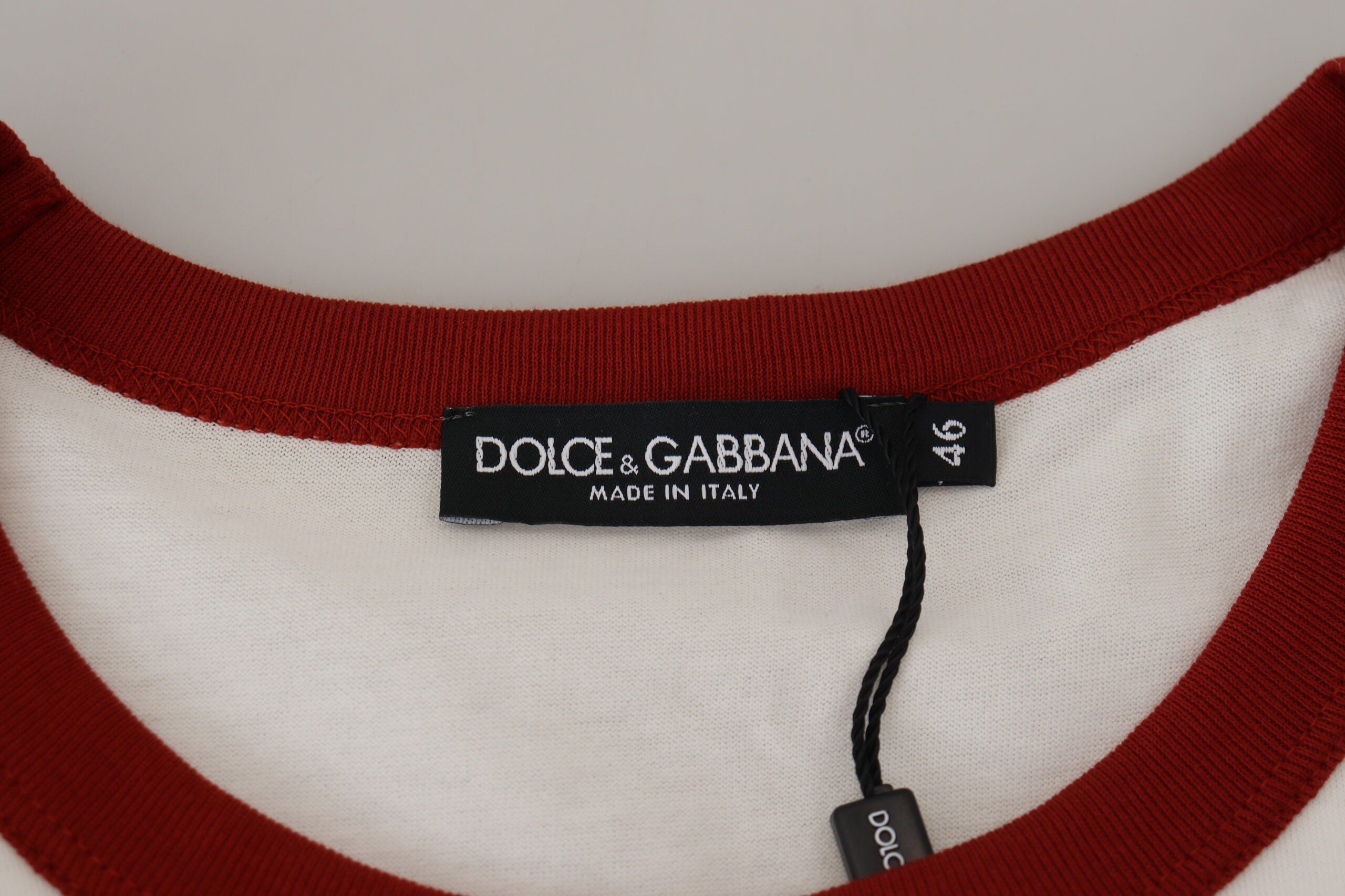 Dolce & Gabbana White Cotton Crew-Neck T-Shirt with Logo Print