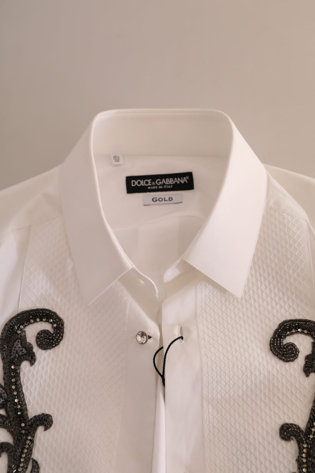 Dolce & Gabbana White Tuxedo Shirt Slim Fit Baroque