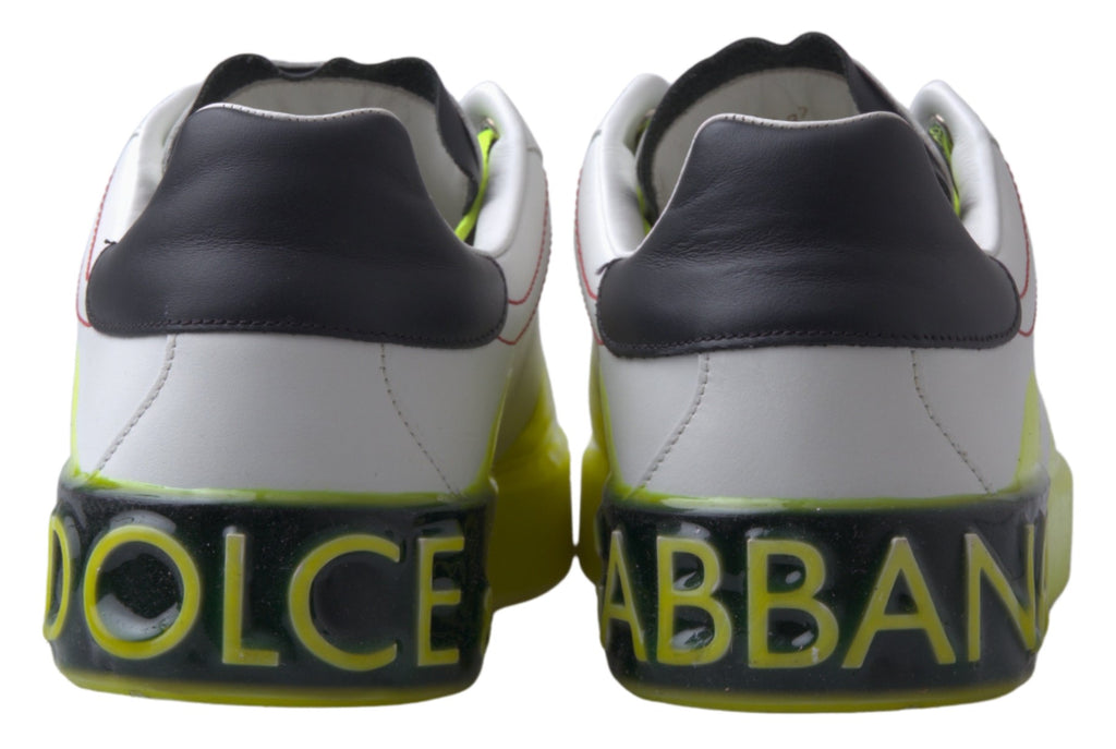 Dolce & Gabbana Weiß Gelb Portofino Leder Turnschuhe Schuhe