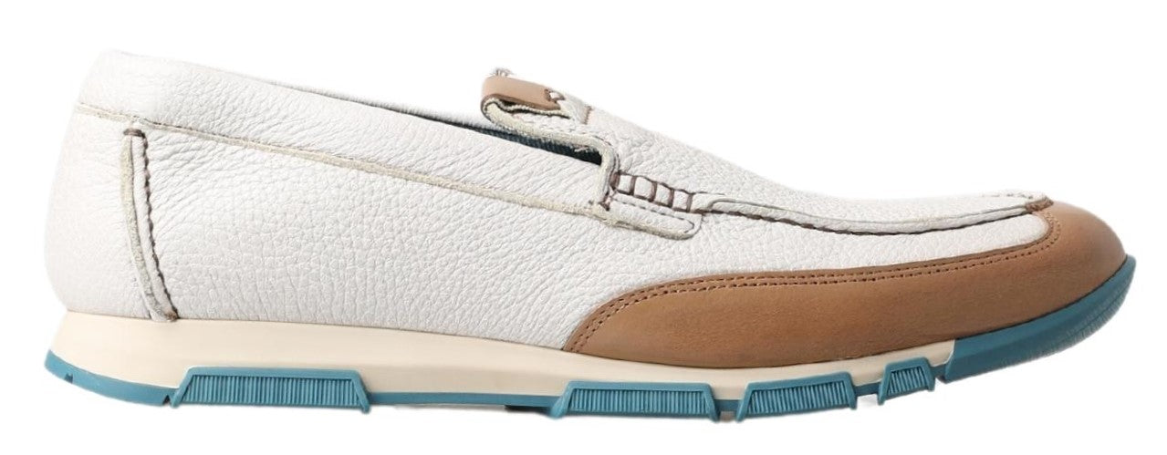 Dolce & Gabbana Weiß Leder Loafers Mokassins Schuhe