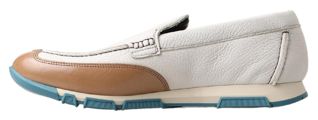 Dolce & Gabbana Weiß Leder Loafers Mokassins Schuhe