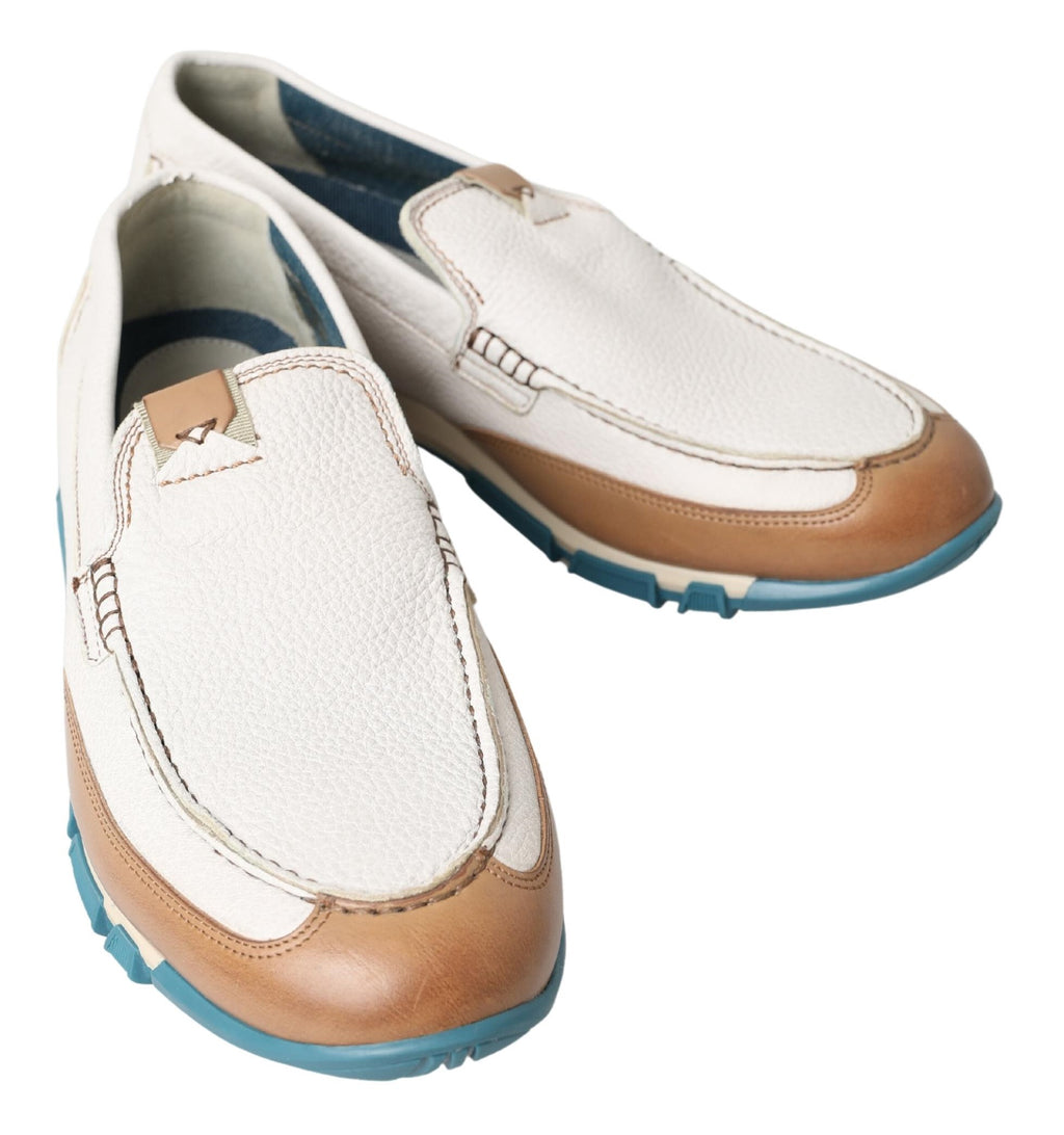 Dolce & Gabbana Weiß Leder Loafers Mokassins Schuhe