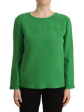 Armani Green Long-Sleeved Round-Neck Silk Sweater