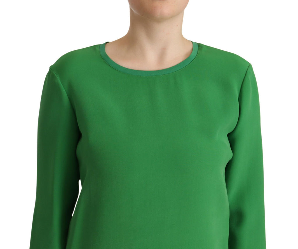 Armani Green Long-Sleeved Round-Neck Silk Sweater