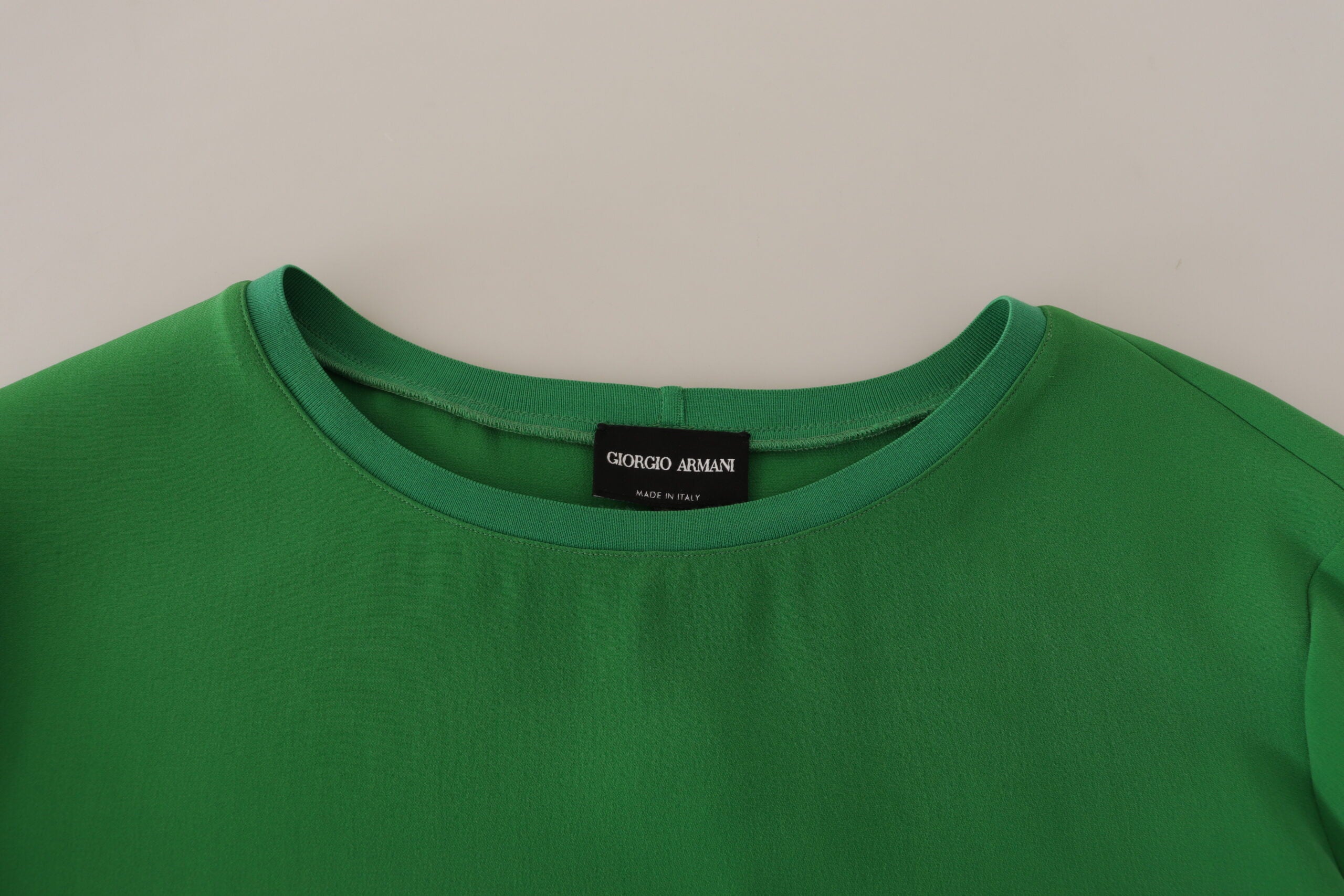 Armani Green Long-Sleeved Round-Neck Silk Sweater