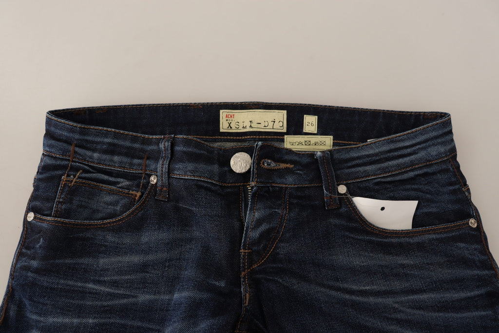 Eight Blue Washed Cotton Low-Rise Skinny Denim Jeans
