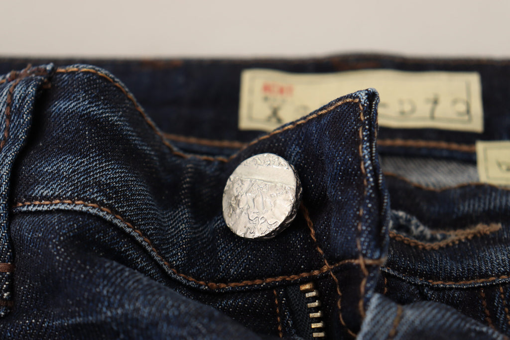 Eight Blue Washed Cotton Low-Rise Skinny Denim Jeans