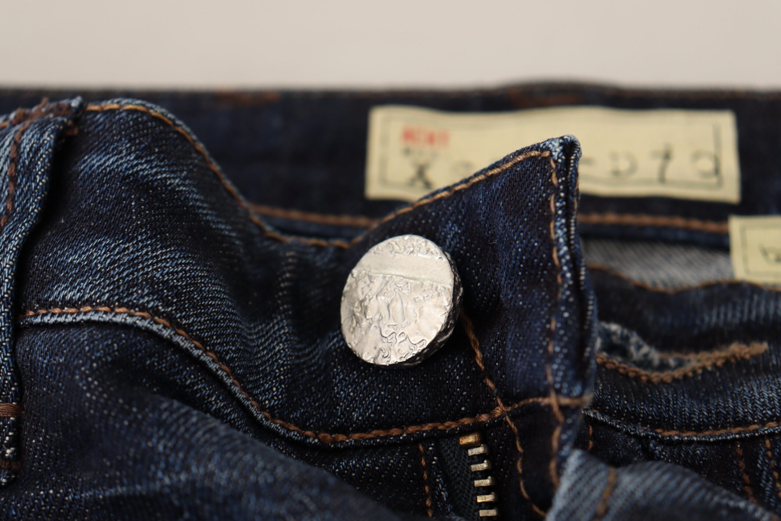 Eight Blue Washed Cotton Low-Rise Skinny Denim Jeans