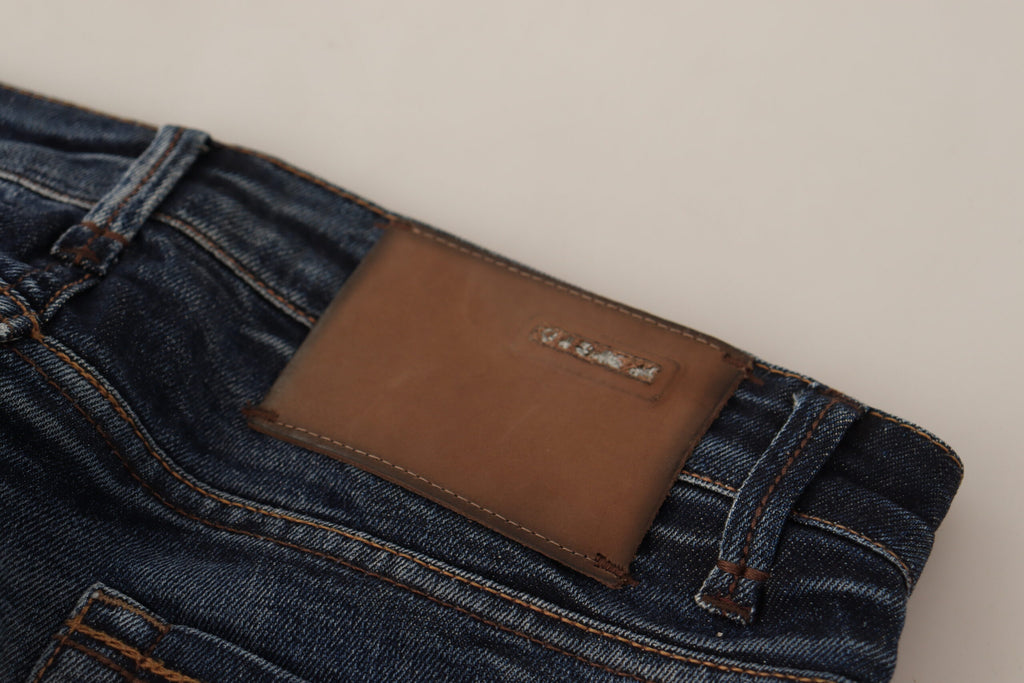 Eight Blue Washed Cotton Low-Rise Skinny Denim Jeans