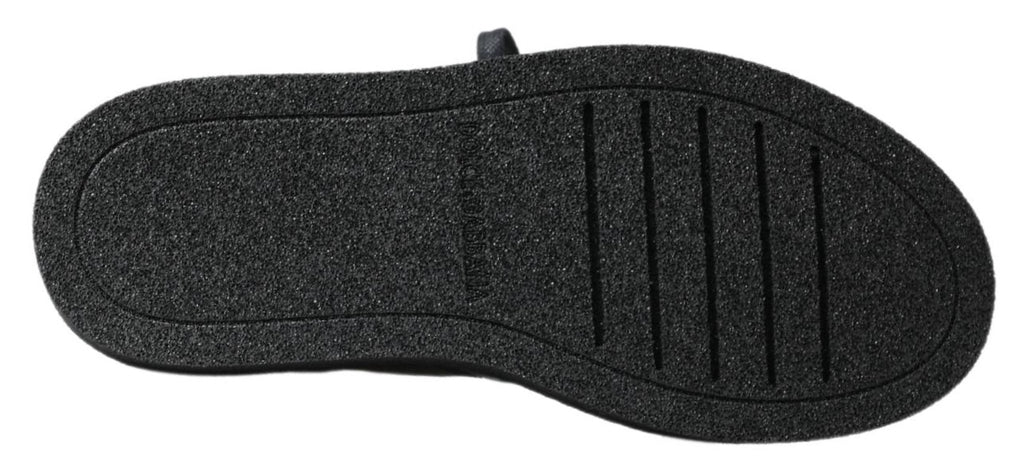 Dolce & Gabbana Schwarze Leder-Slipper mit Stretch-Stiefeln