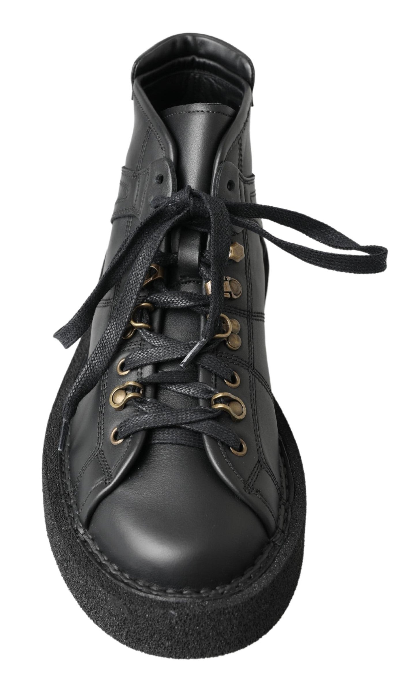 Dolce & Gabbana Schwarze Leder-Slipper mit Stretch-Stiefeln