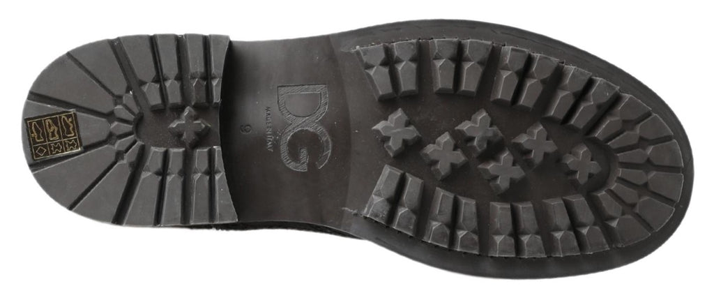 Dolce & Gabbana Schwarzgraue Lederstiefeletten