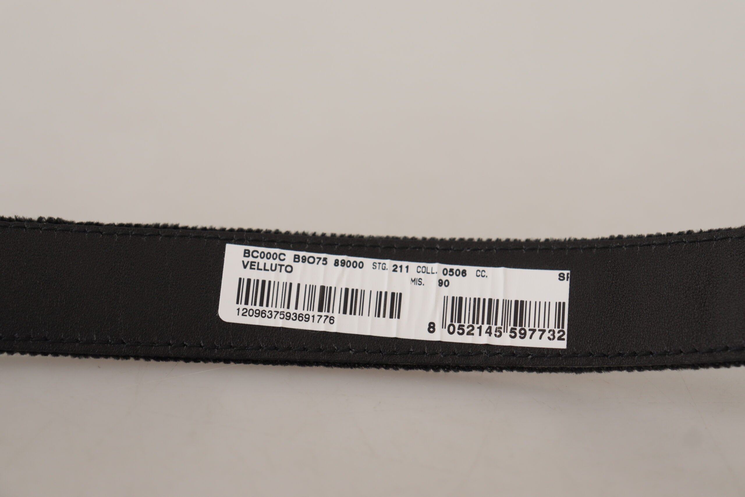 Dolce & Gabbana Black Velvet Belt with Engraved Logo Metal