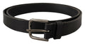Dolce & Gabbana Black Calfskin Belt with Engraved Logo and Metal Buckle