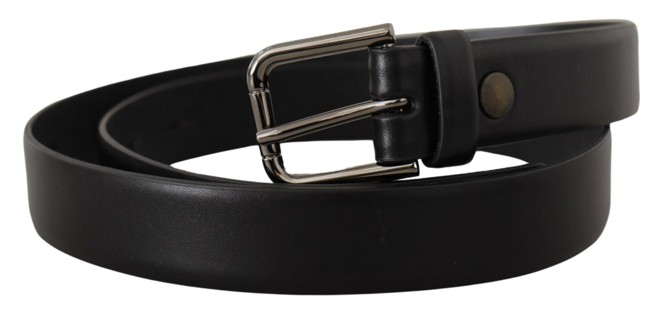 Dolce & Gabbana Schwarzer Kalbsledergürtel mit klassischem Logo und Metallschnalle