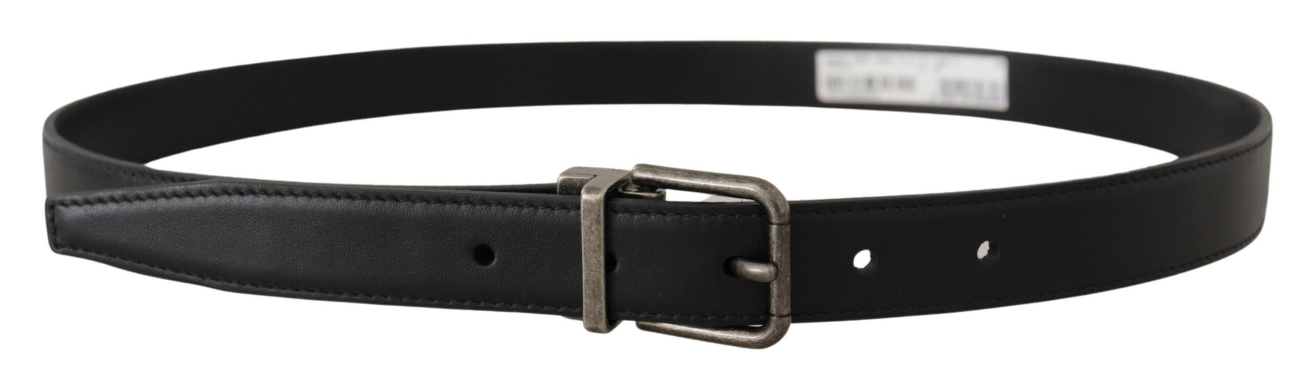 Dolce & Gabbana Black Smooth Leather Vintage Logo Metal Buckle Belt